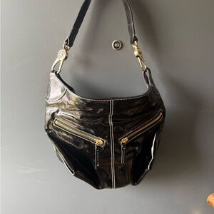 Y2K Dooney Ans Bourke Patent Leather Hobo Bag With Dust Bag